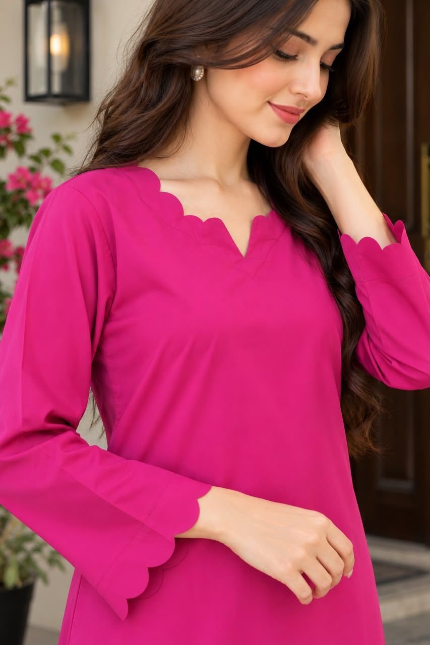 Hot Pink Georgette 2-Piece Suit — view 3