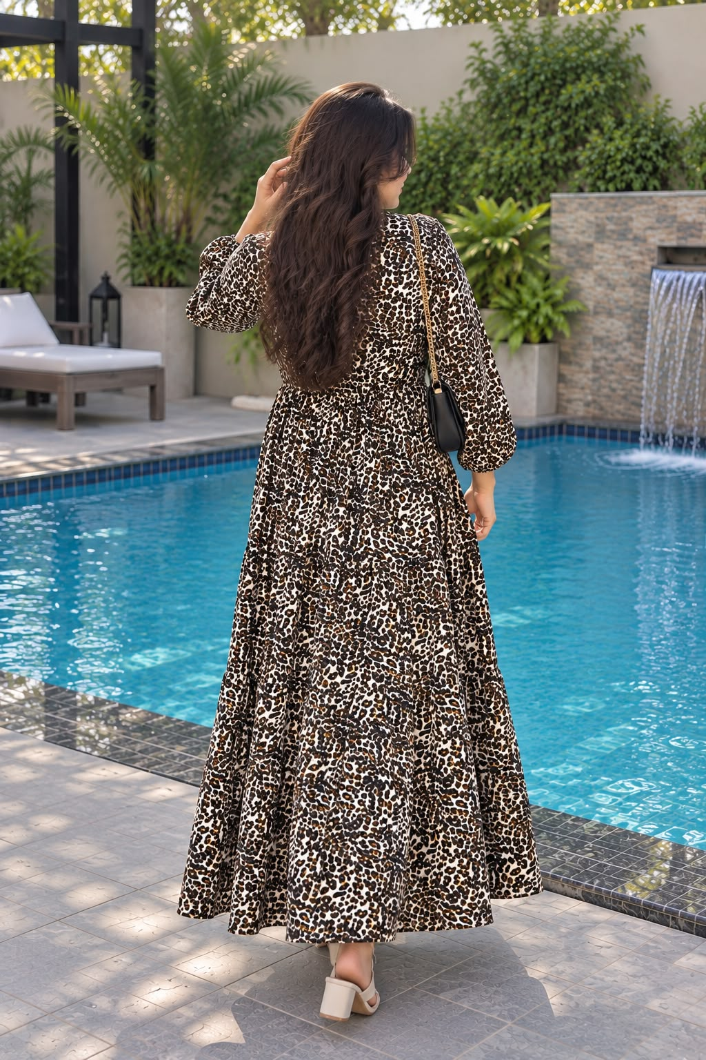 Leopard Print Chiffon Maxi Dress — view 4
