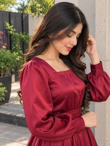 Wine Satin Maxi Dress — view 2