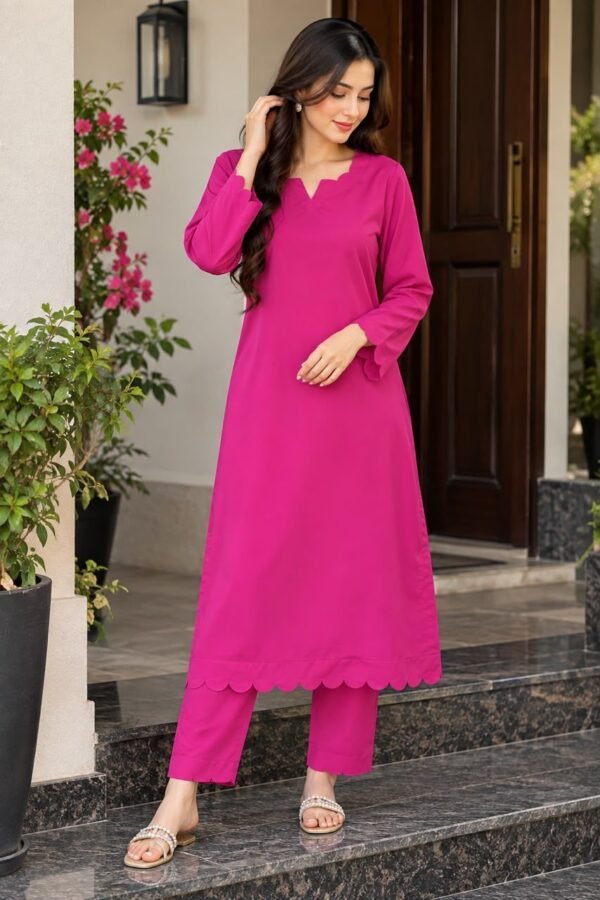 Hot Pink Georgette 2 Piece Suit