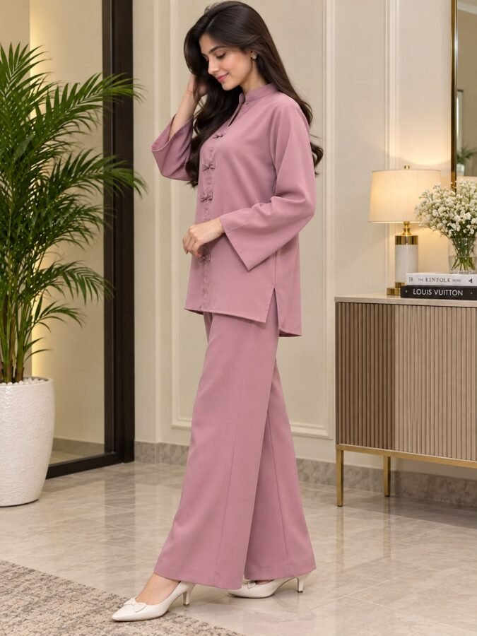 Elegant Dusty Rose Georgette Two-Piece Set for Women