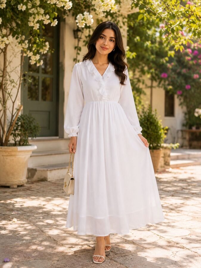 Elegant white maxi dress