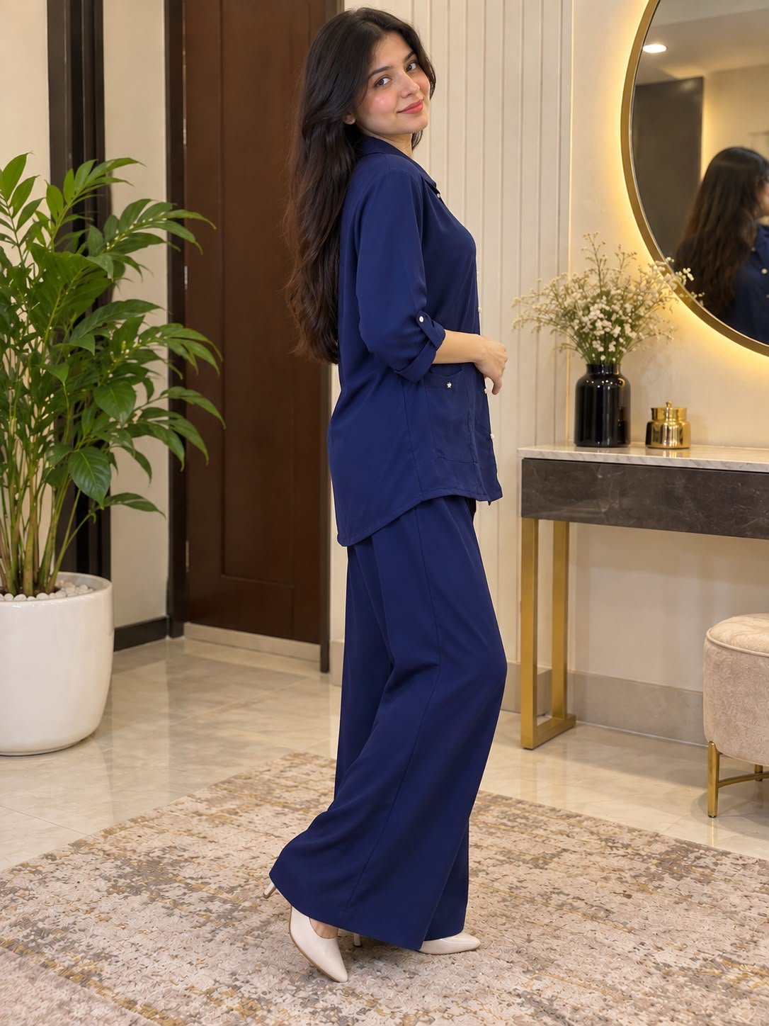 Georgette Cord Set Navy Blue - Image 2